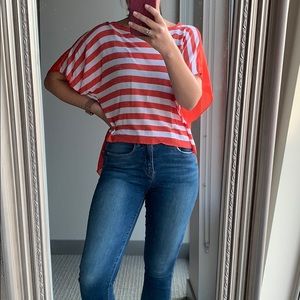 Cropped front striped top